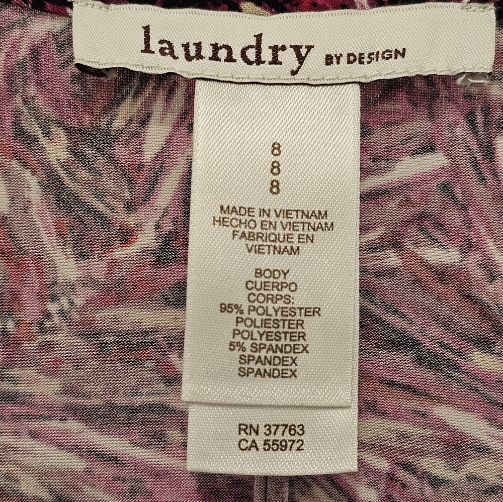 Laundry by Design Multi-color Faux Wrap 3/4 Sleeve Dress, EUC, Size 8 - Picture 3 of 7